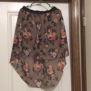 Floral high low skirt